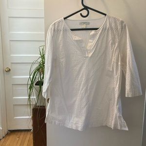Liz Claiborne crisp white tunic top in eyelet. Fully lined